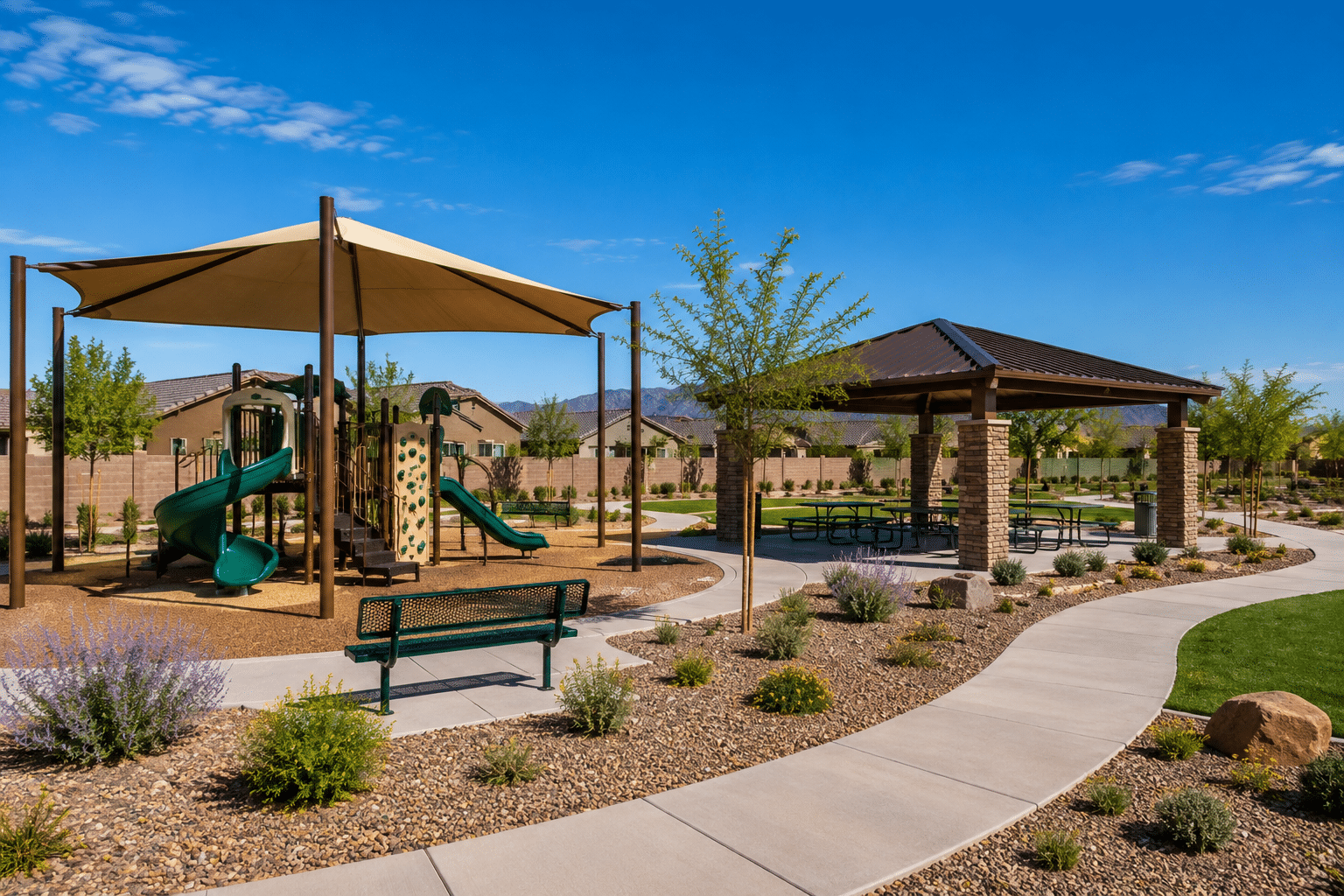 Northern Crossing community playground and ramada amenities Waddell AZ