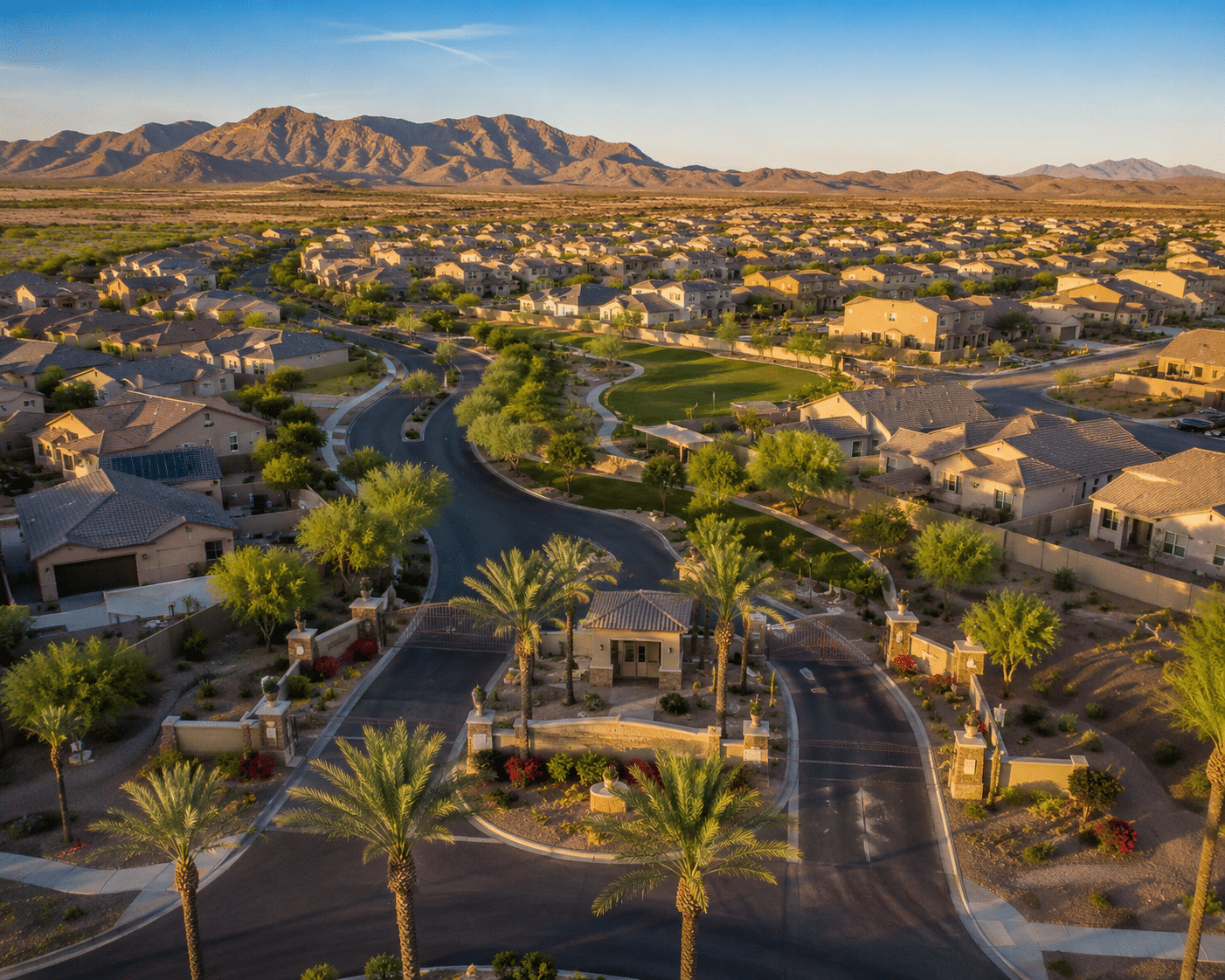 Northern Crossing Waddell AZ gated master-planned community aerial view