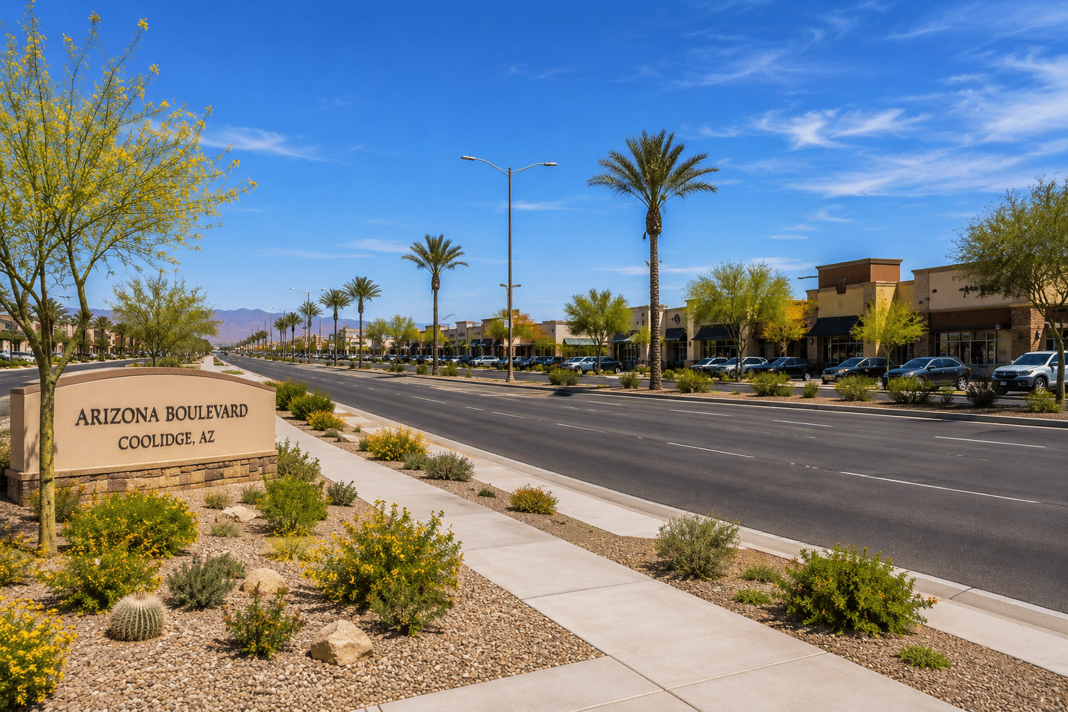 Arizona Boulevard Coolidge AZ retail corridor near Picacho Crossing