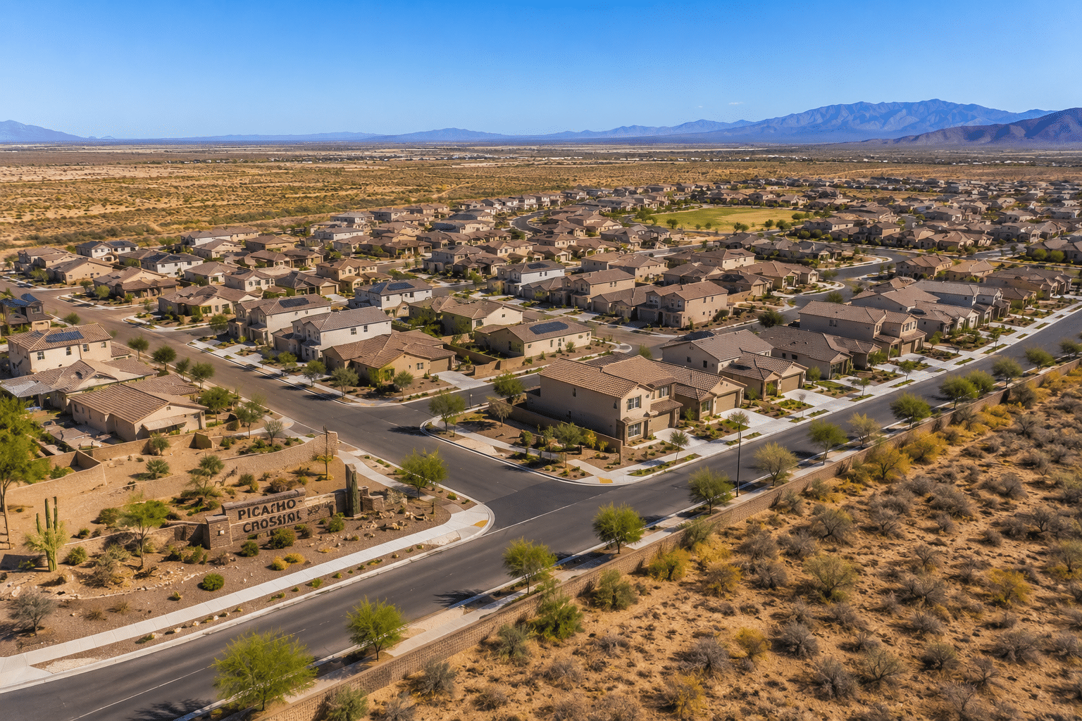 Picacho Crossing neighborhood aerial view Coolidge Arizona