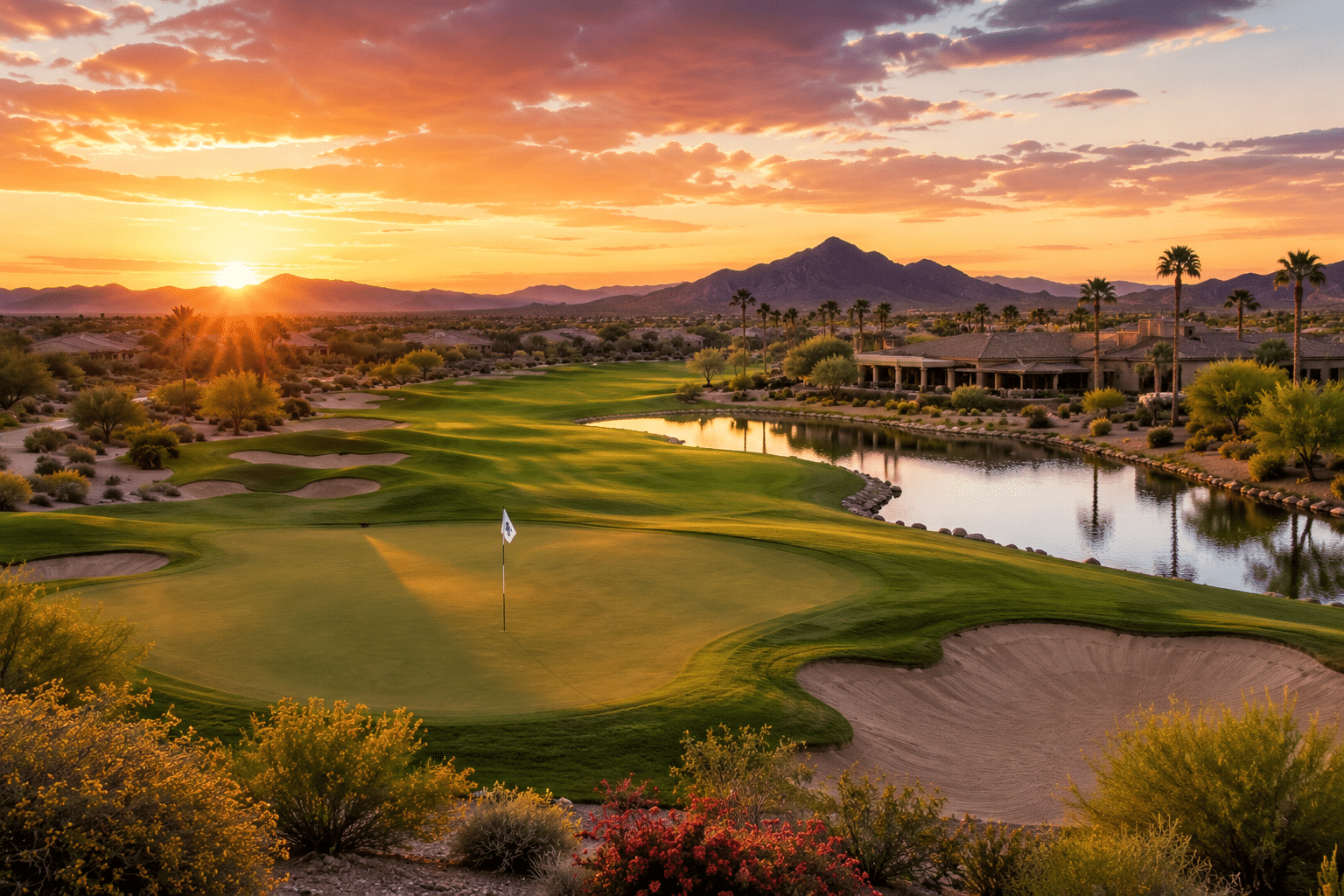 Poston Butte Golf Club championship course Anthem at Merrill Ranch sunset