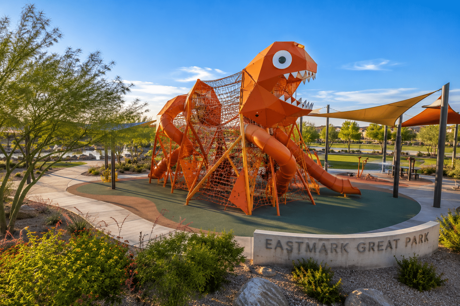 Eastmark Great Park Orange Monster play structure Mesa AZ
