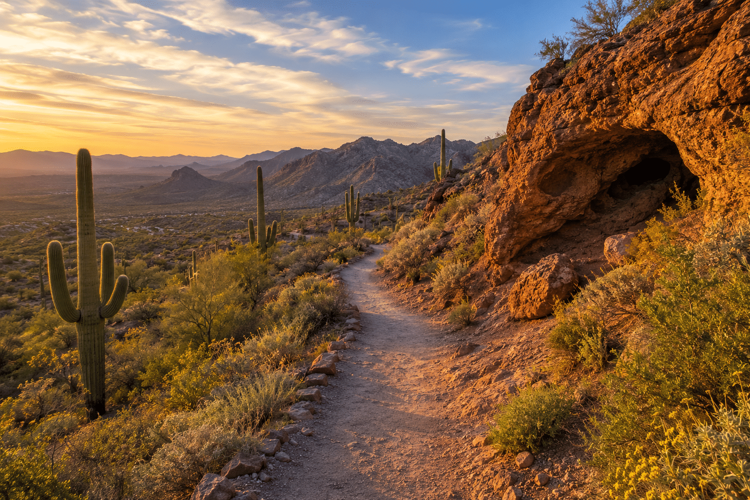 Wind Cave Trail hiking Usery Mountain Regional Park near Las Sendas