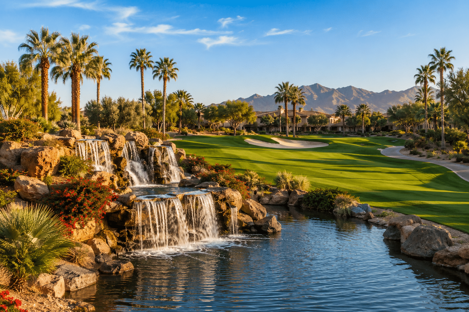 Ocotillo Golf Club 27-hole championship course cascading waterfall fairway