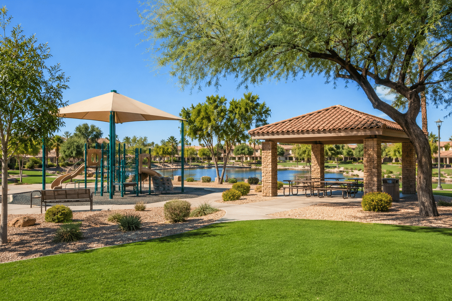 Ocotillo community park Blue Heron Park playground shaded picnic area