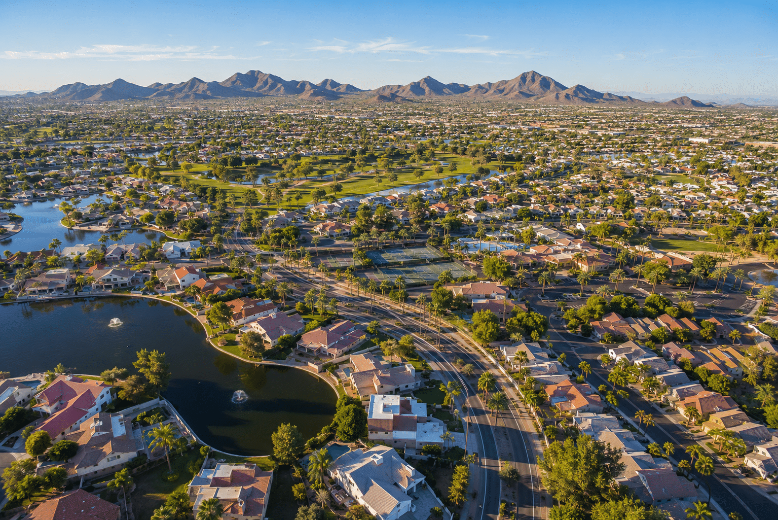 Dobson Ranch master-planned community aerial view Mesa AZ