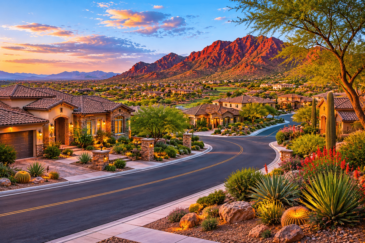 Red Mountain Ranch Mesa AZ elevated desert residential streetscape