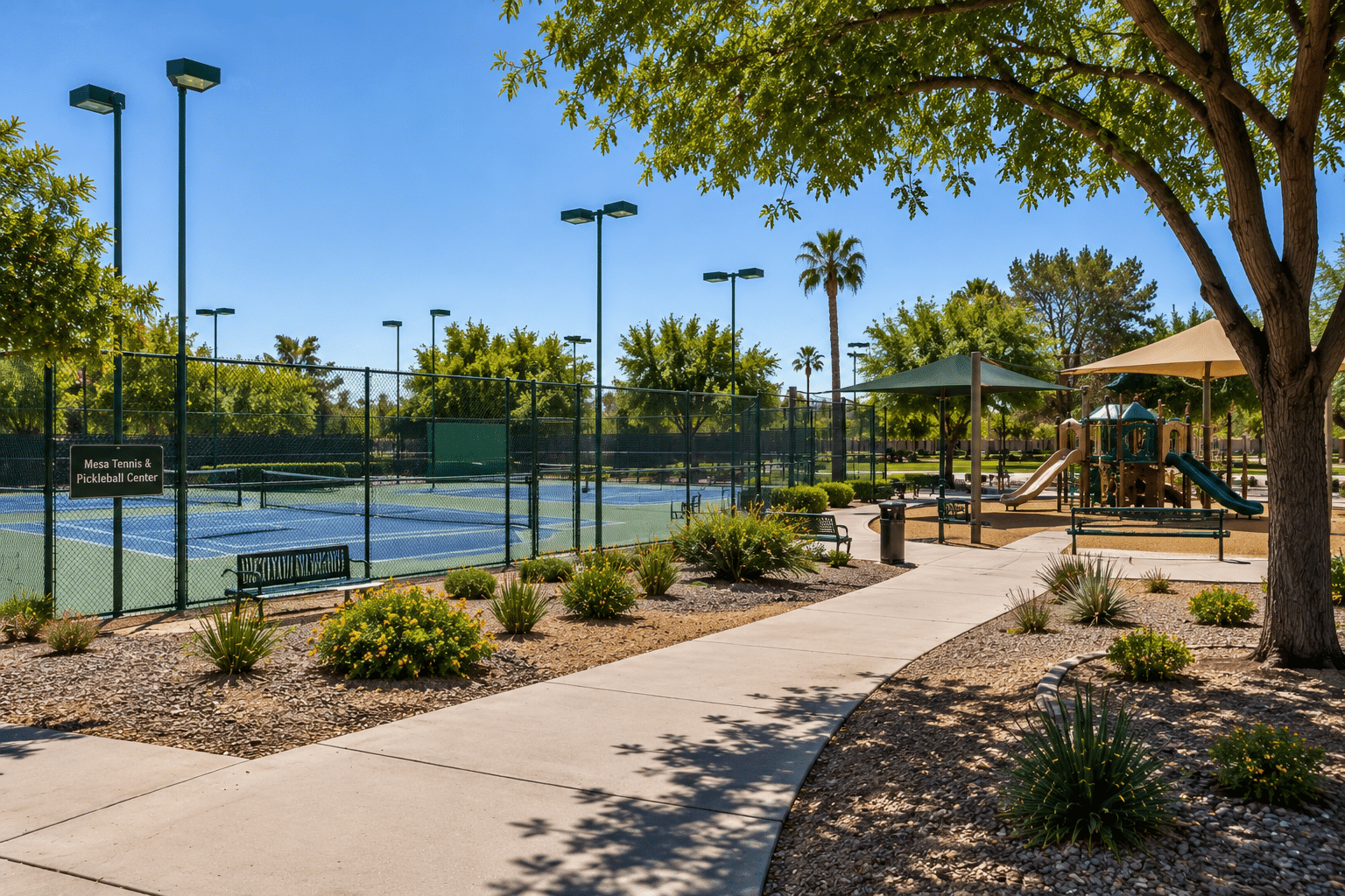 Gene Autry Park Mesa AZ tennis courts and playground amenities