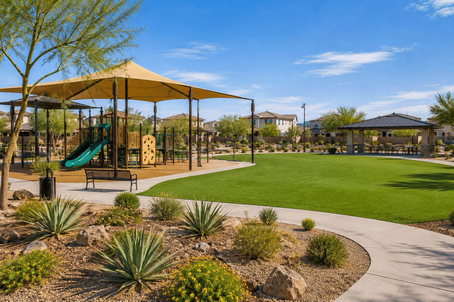 Marlowe Glendale AZ community park covered playground and great lawn
