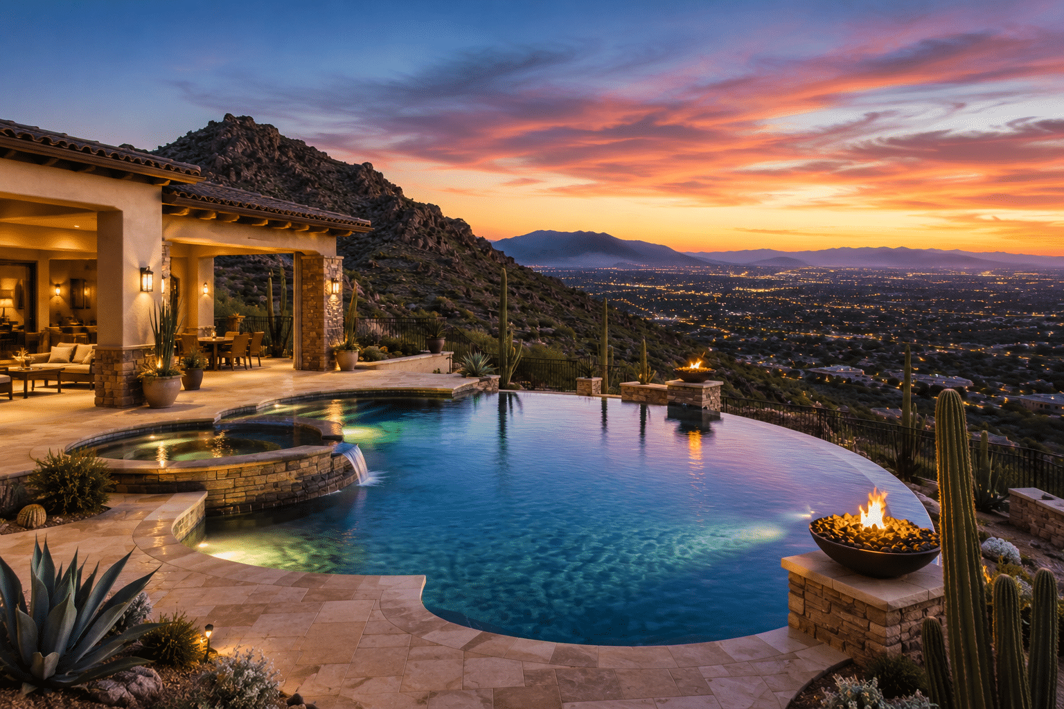Tuscany Hills real estate infinity pool mountain preserve views