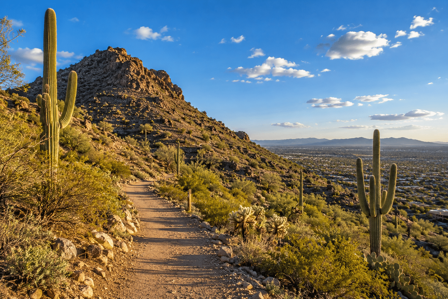 Tuscany Hills Glendale AZ hiking trail Thunderbird Conservation Park saguaro