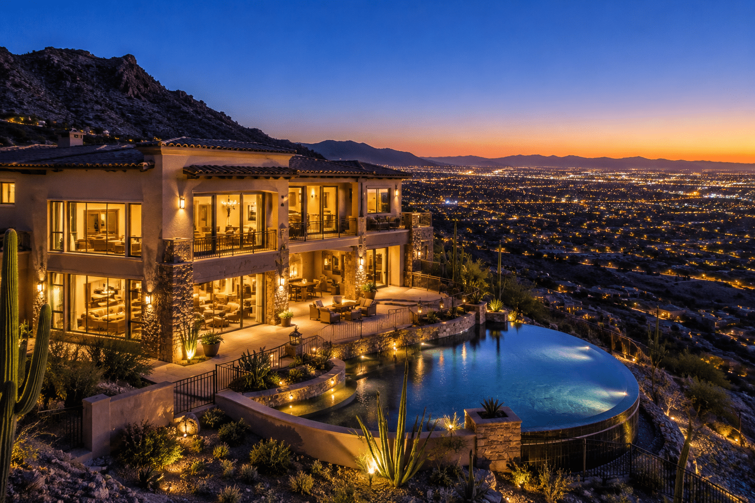Tuscany Hills luxury custom estate panoramic city light views