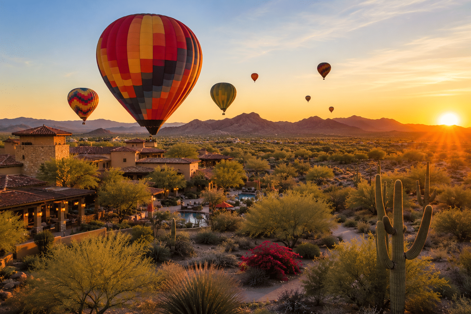 Cibola Vista Resort and Spa hot air balloon launch desert landscape