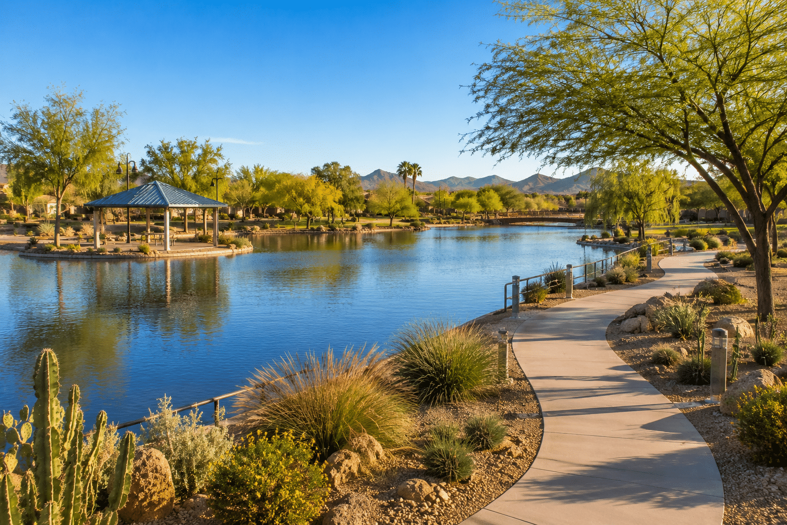 Rio Vista Community Park Peoria AZ urban fishing lake walking trails
