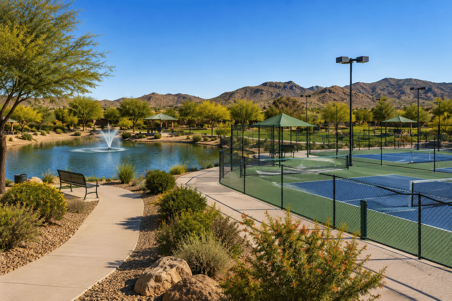Paloma Community Park fishing lake and pickleball courts North Peoria AZ