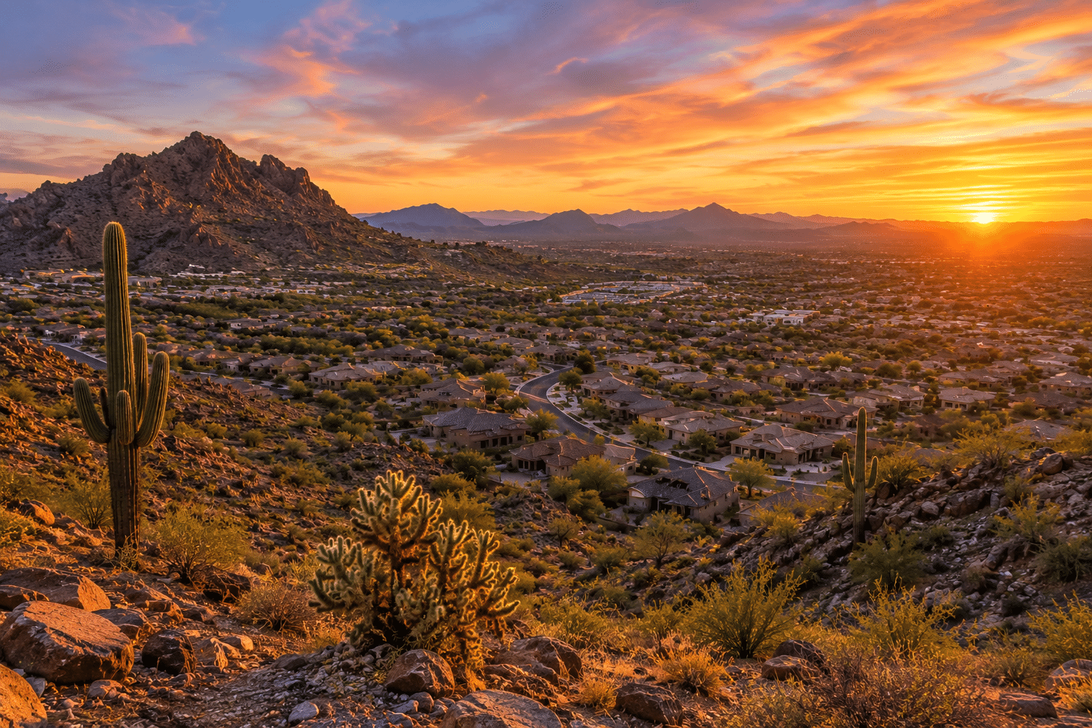 Sonoran Mountain Ranch Peoria AZ desert landscape panoramic sunset view