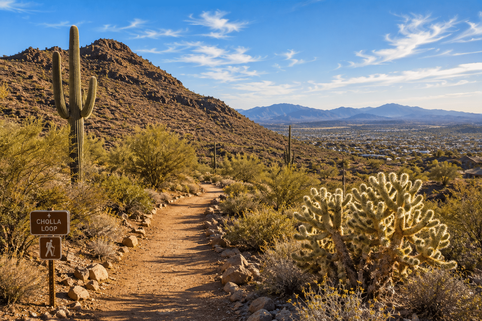 Thunderbird Conservation Park hiking trail Cholla Loop Glendale AZ