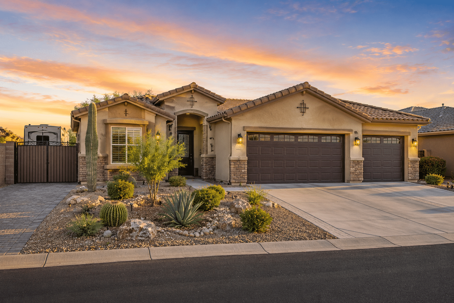 Sunset Ranch Peoria AZ home with RV gate and three-car garage