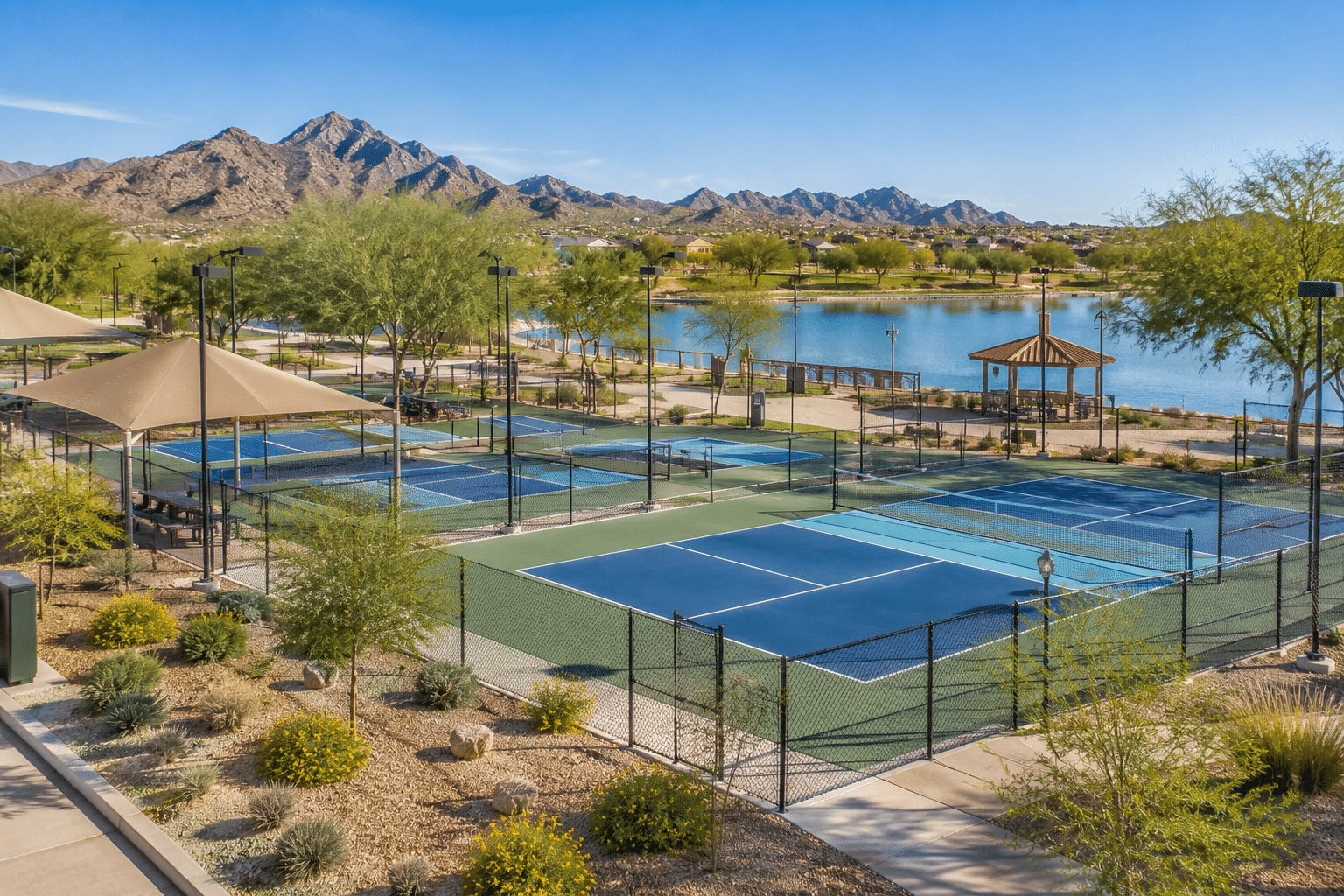 Paloma Community Park Peoria AZ pickleball courts and fishing lake