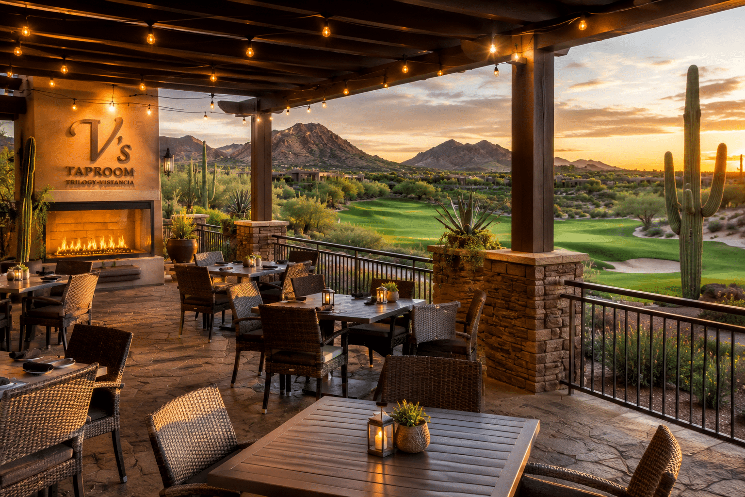 V's Taproom Trilogy Vistancia golf course patio dining Peoria Arizona
