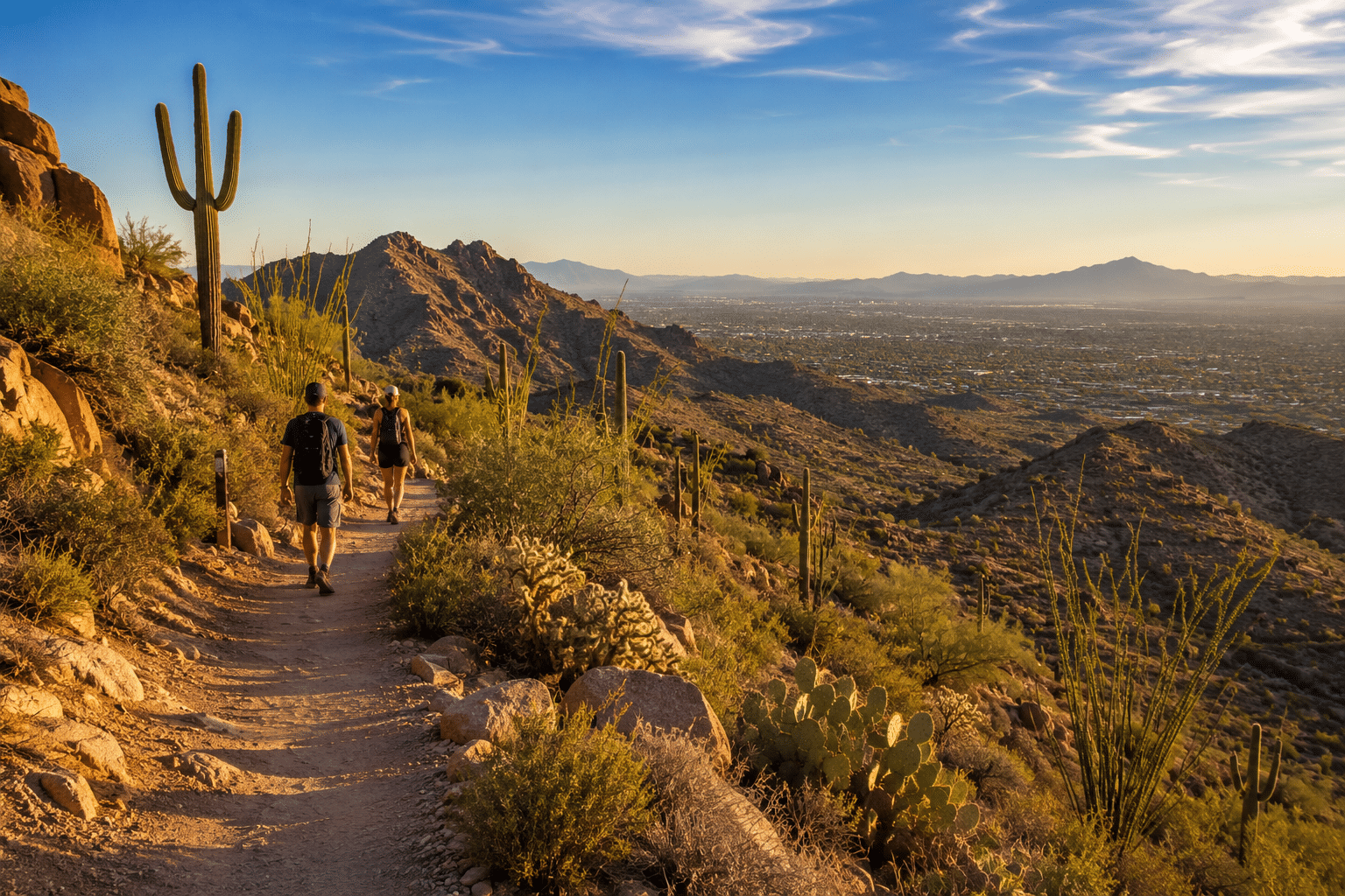 Lookout Mountain Preserve trail hikers Phoenix Mountains Preserve