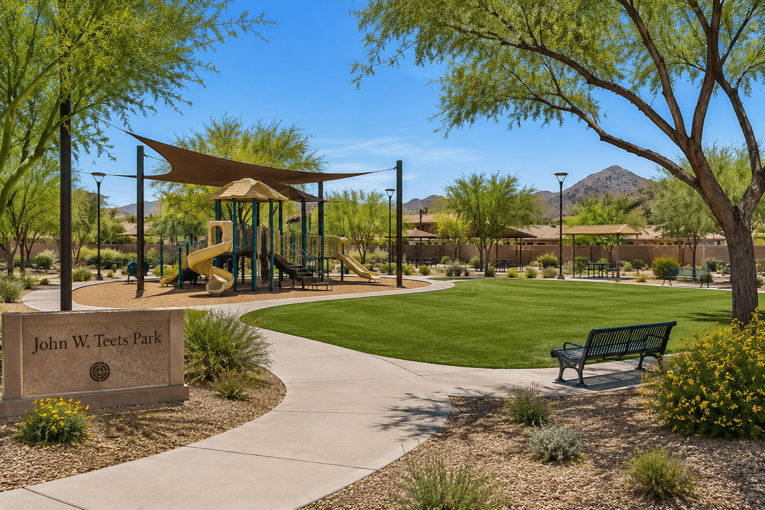 John Teets Park Tatum Highlands community playground and turf area
