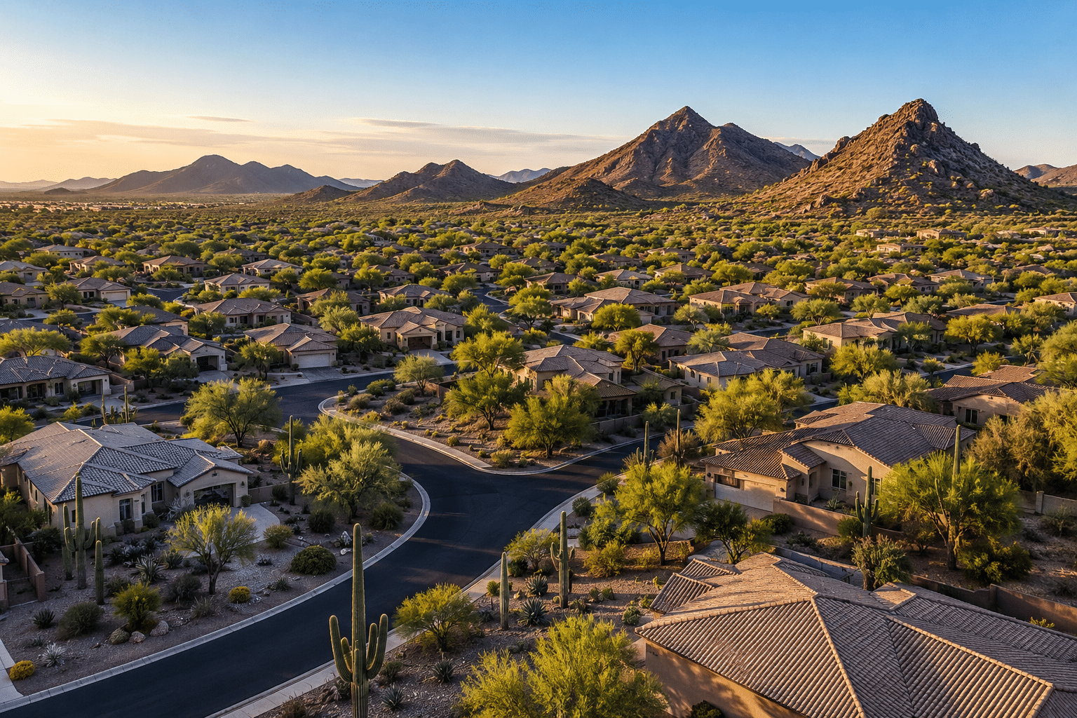 Tatum Highlands neighborhood aerial view Phoenix Arizona desert foothills