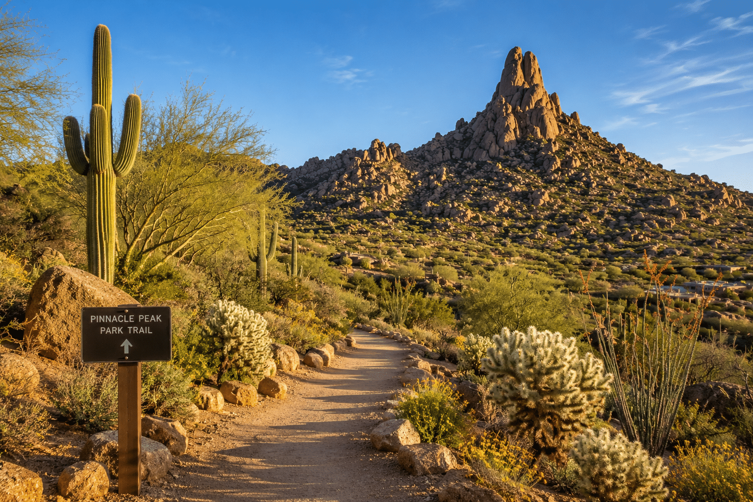 Pinnacle Peak Park hiking trail adjacent to Desert Highlands Scottsdale